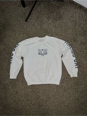 Hondoras California Tennis Vintage OG White Navy Blue Grey Crewneck Sweatshirt